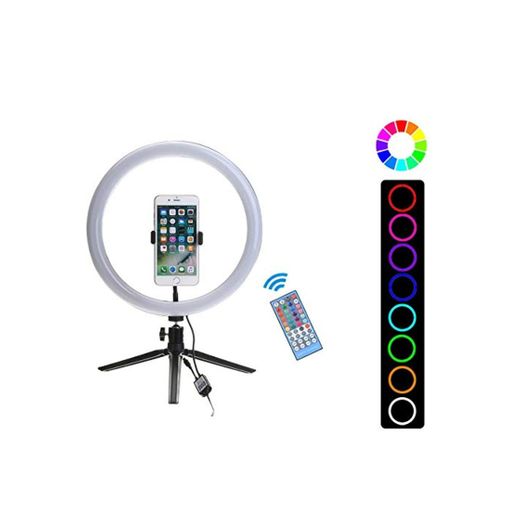 Flashes externos del teléfono celular Escritorio trípode desmontable del soporte del sostenedor del teléfono del clip con relleno Anillo LED de luz de flash for maquillaje vivo Blanca Selfie Ring Ligh