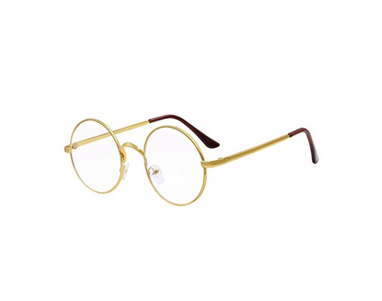 Product BOZEVON Lentes Claro Anteojos Transparentes - Redondo Ultrafino Marco de Metal Gafas