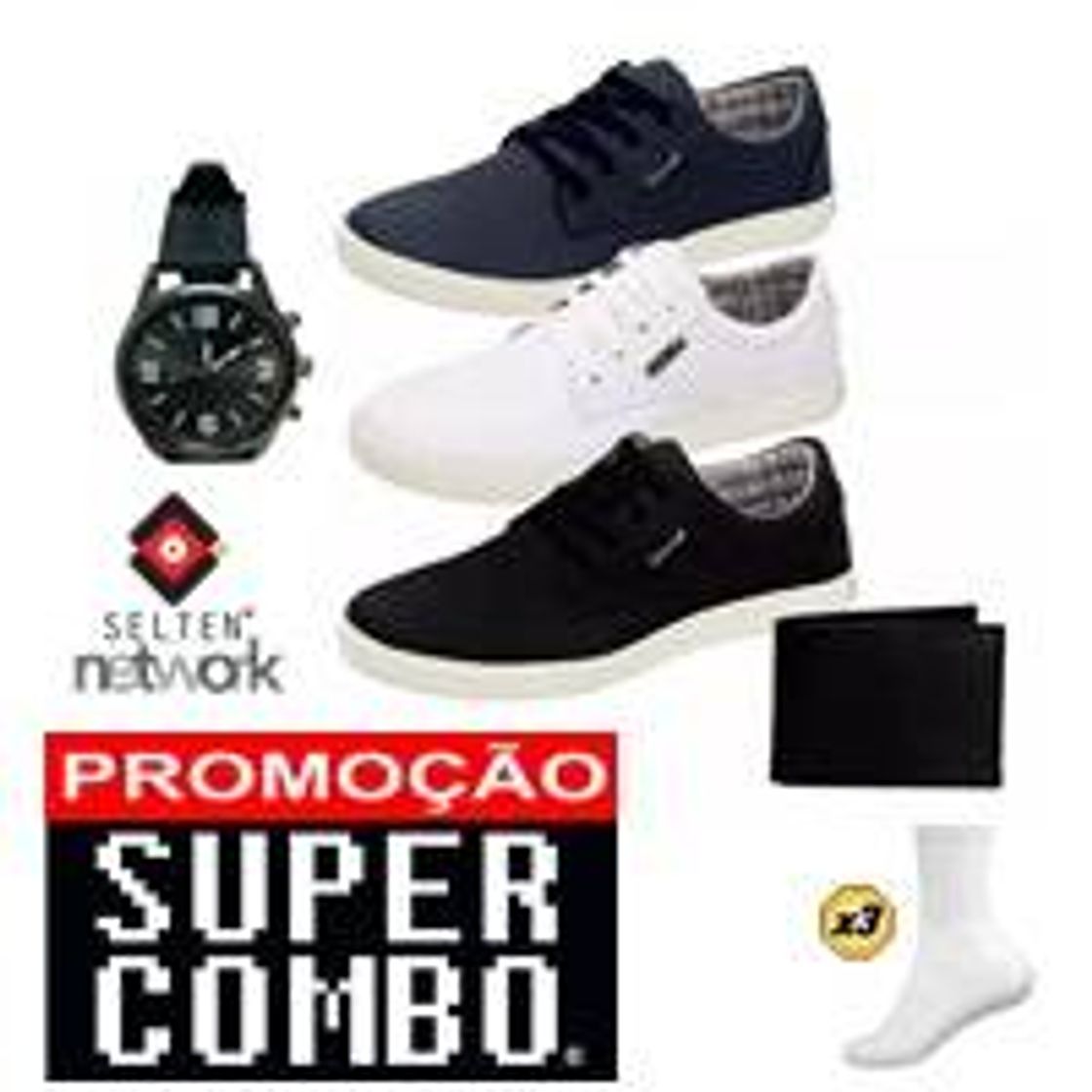 Moda +Combo Tênis Masculino + Relógio De Pulso Com Meias e Cartei