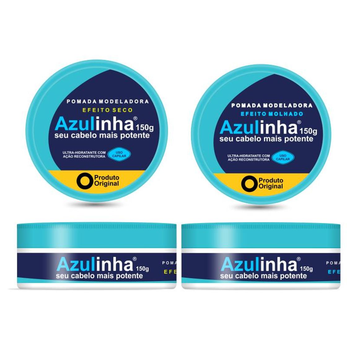 Fashion 2 Azulinhas Pomadas Modeladora Efeito Molhado e Seco 150g ca