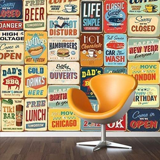 Walplus 152x161 cm Adhesivos de Pared "Vintage Letrero Metal Collage" 1 Paquete