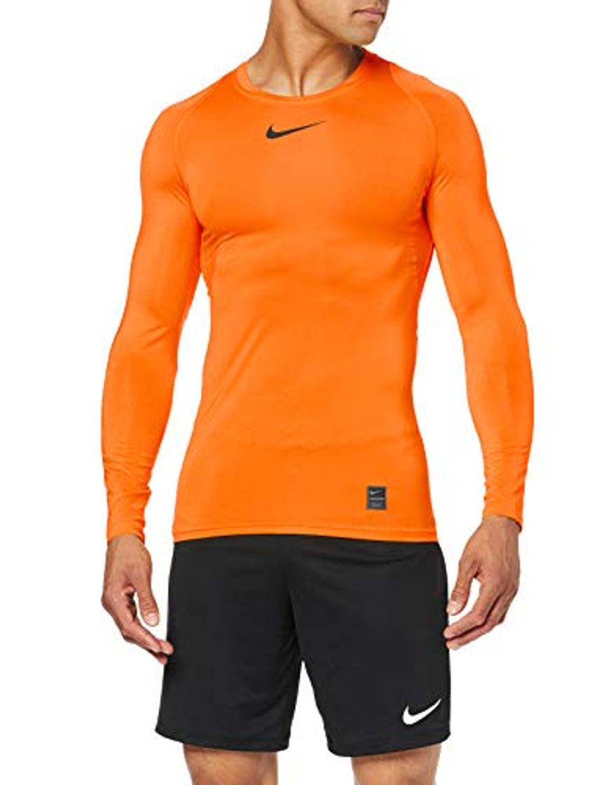 Moda NIKE Pro Top Compression Camiseta de Manga Larga, Hombre, Naranja