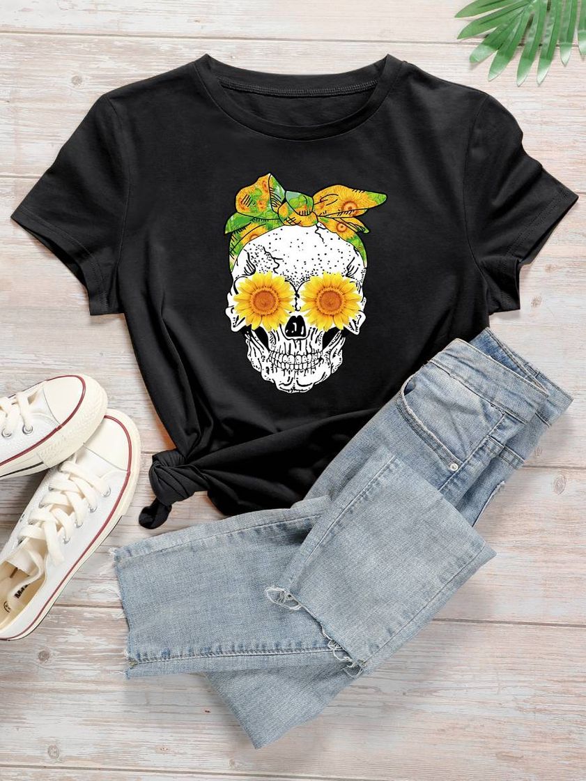 Social Camiseta con estampado de cráneo
