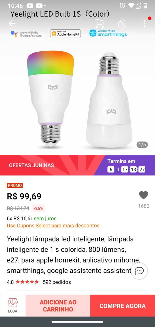Social Lâmpada inteligente