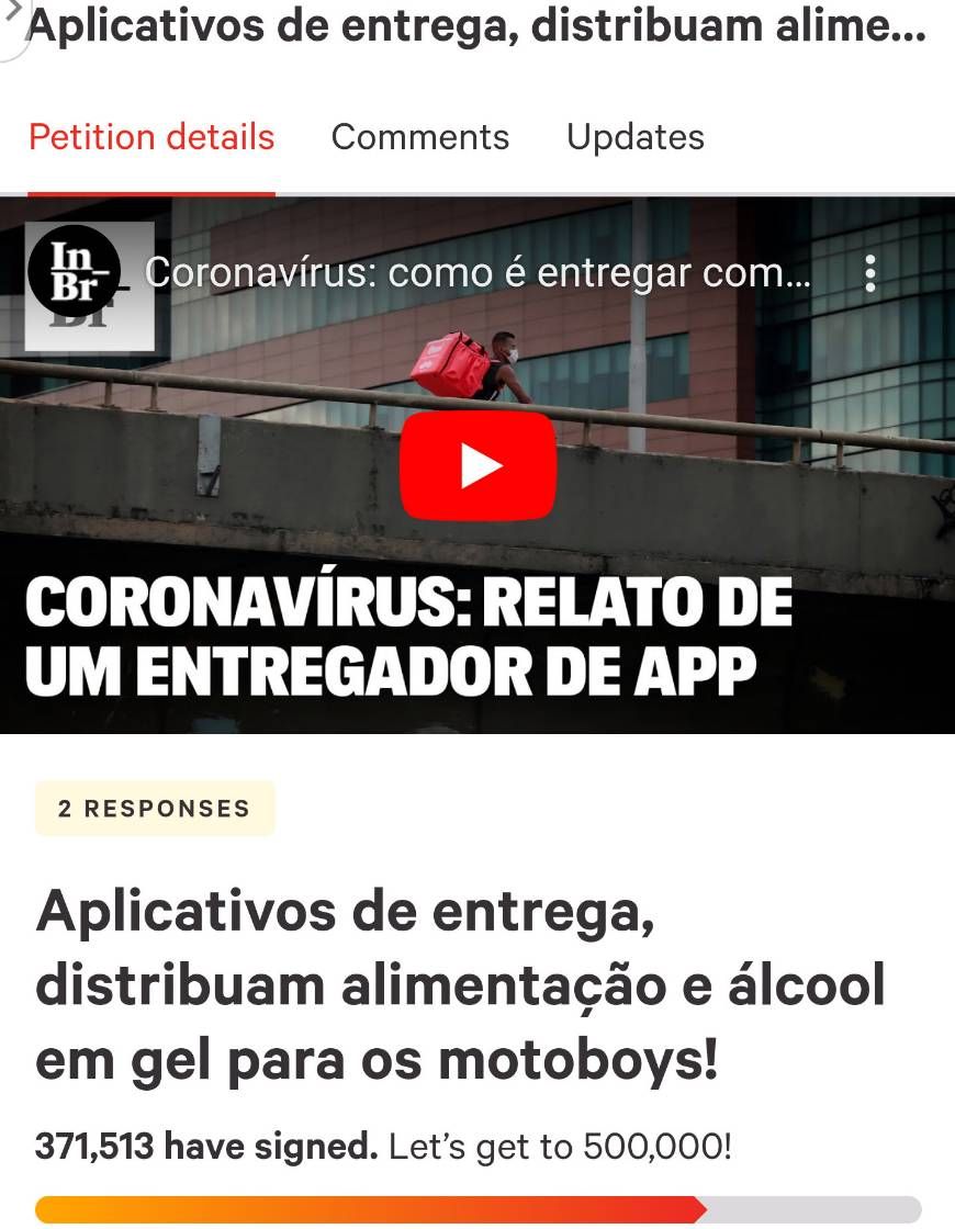 Moda Petição: Aplicativos de entrega, distribuam alimentação 🆙🆙