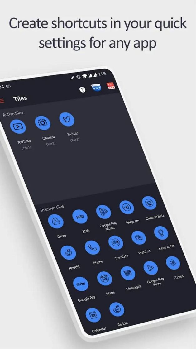 App Tile Shortcuts - Quick settings apps & shortcuts 