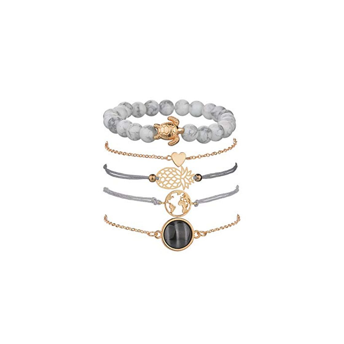 Product Conjunto Pulseras Mujer, Dsaren Apilable Pulsera Ajustable Circón Brazalete Conjunto Mujeres Accesorios