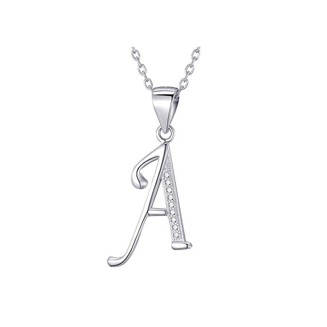 Social Morella collar de mujer con colgante letra A de 925 plata rodiada