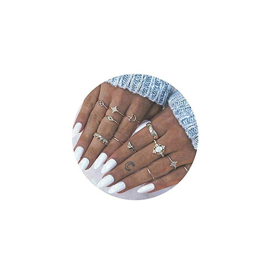 Social Dsaren 13 Piezas Juego de Anillos de Nudillo Vintage Flores Huecas Talladas