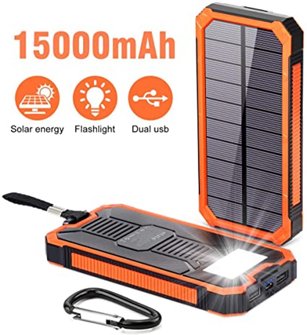 Fashion Banco de energía portátil 15000 mAh, cargador solar Elzle