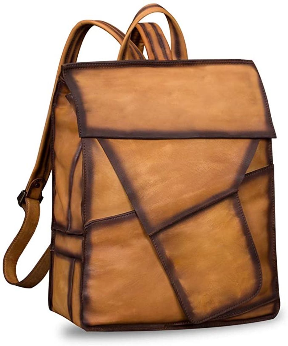 Moda Mochila de cuero genuino para hombres Mochila informal vinta