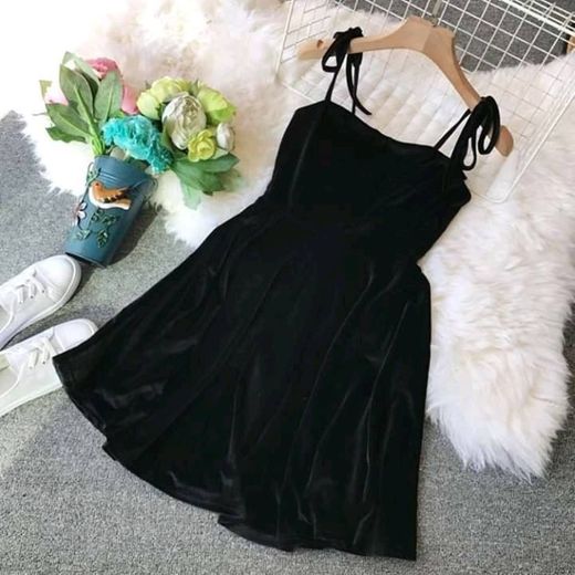 Mini Black Velvet Dress