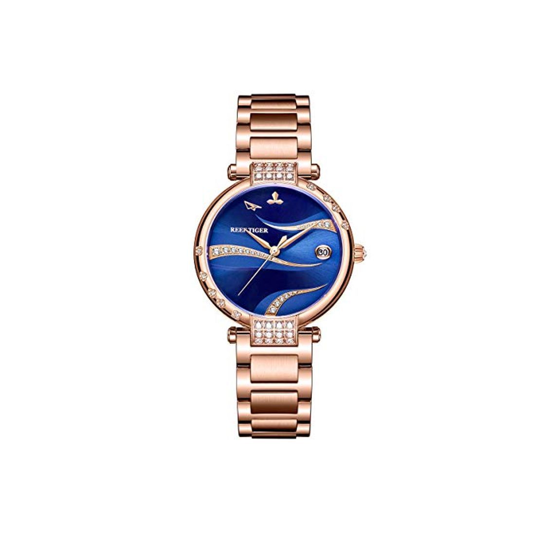 Social Reef Tiger Mujer Red Dial Rose Gold Relojes automáticos de Diamantes de