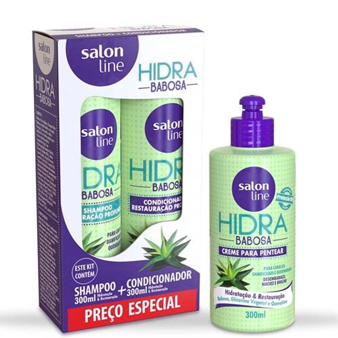 Fashion Combo Babosa com Creme para Pentear 300ml Hidra Salon Line