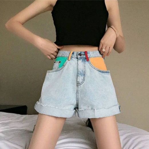 Mom short Denim with colors