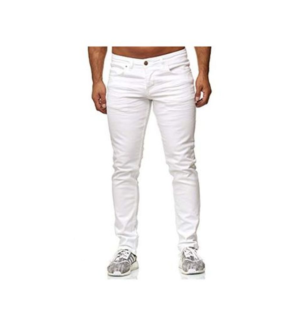 Moda Elara Vaqueros Hombre Slim Fit Denim Stretch Chunkyrayan Blanco 16533-Weiss-29W