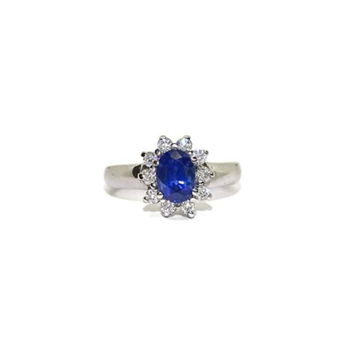 Social Never Say Never Anillo de Oro Blanco de 18k con un Zafiro