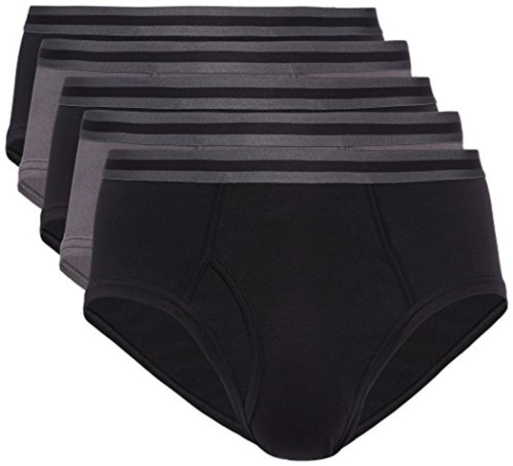 Producto Marca Amazon - find. Slip para Hombre Y-Front, Multipack, Negro