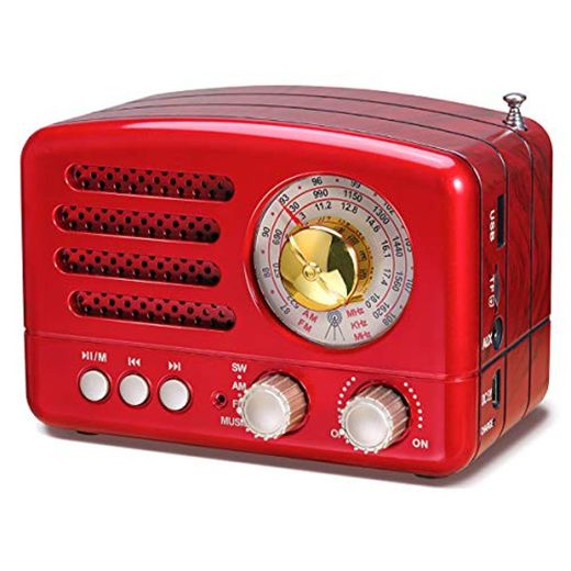 PRUNUS J-160 Radio de Transistor portátil pequeña, Altavoz Bluetooth portatil Radio Retro