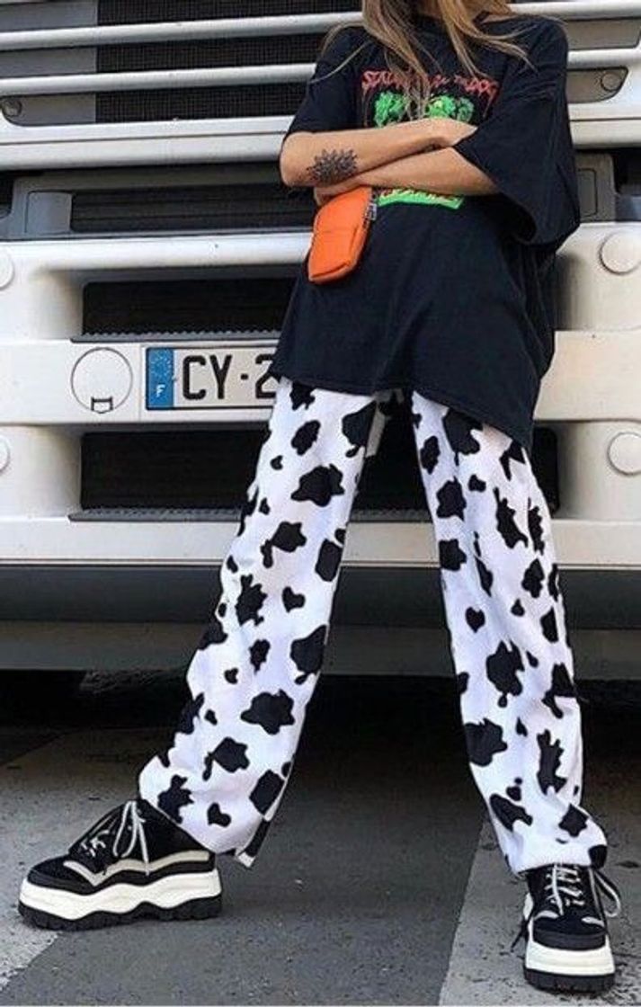 Moda Cow Print Trousers - Ninja Cosmico