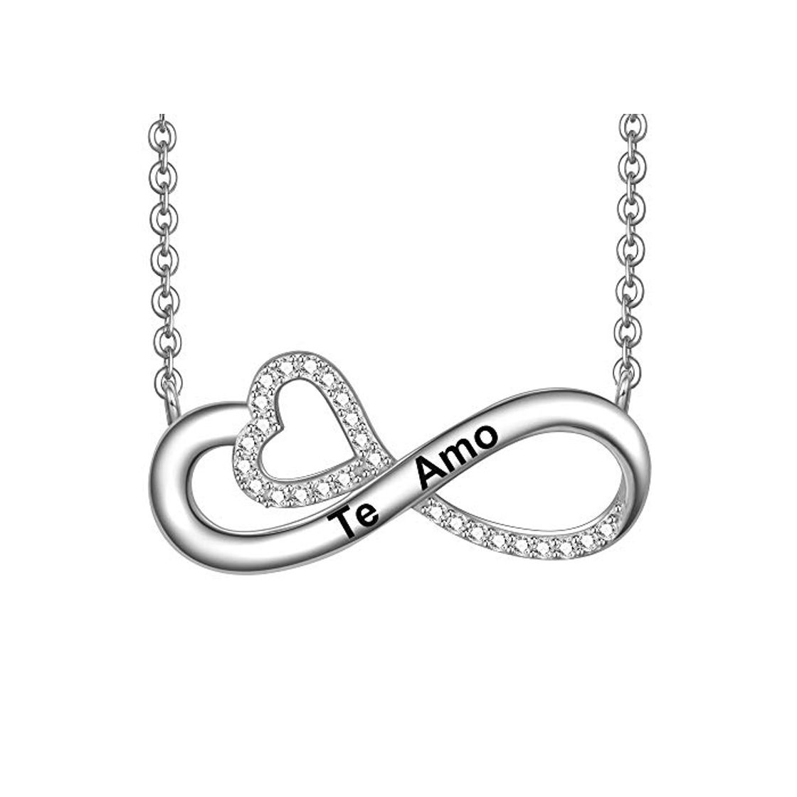 Social LOVORDS Collar Mujer Grabado Plata de Ley 925 Colgante Corazón y Infinito Regalo Amor Madre Mamá Esposa Novia Abuela Hija