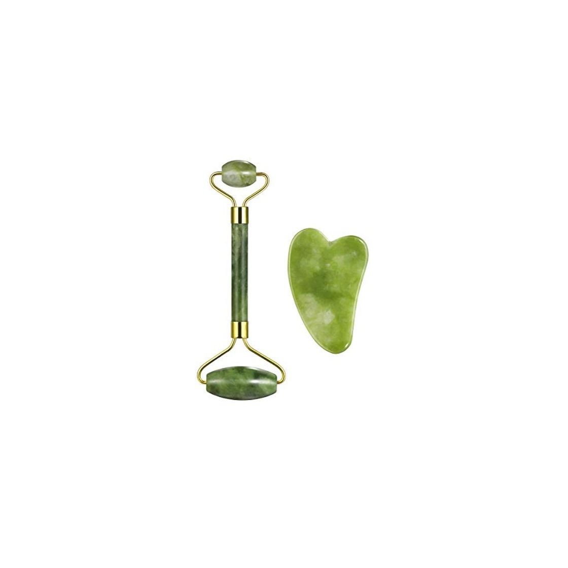Social Frcolor Anti-envejecimiento Jade Roller Therapy y Gua Sha Scraping Tool Set Natural