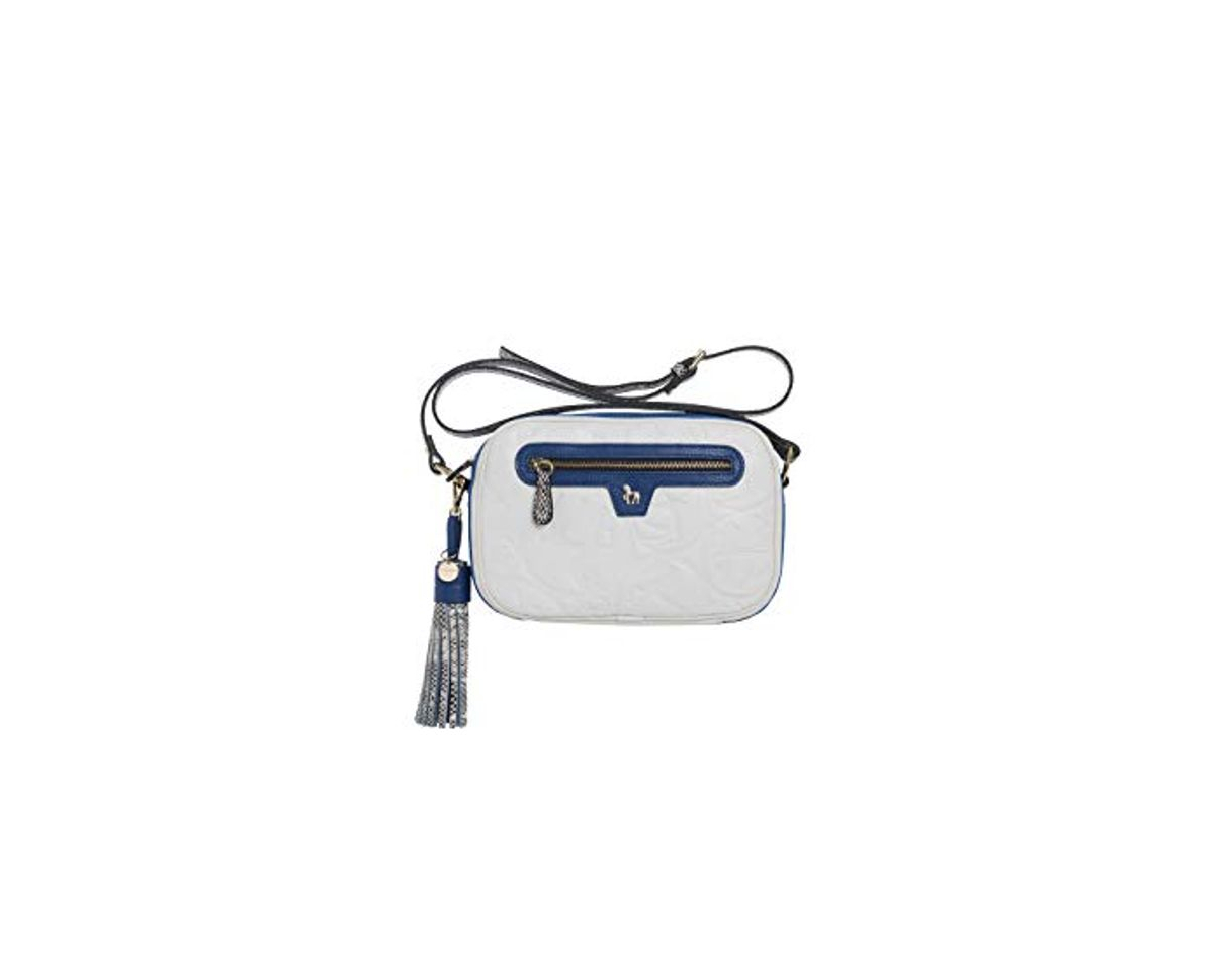 Moda Petusco - Bolso bandolera Ana Blanco y Azul Piel de Vacuno tipo