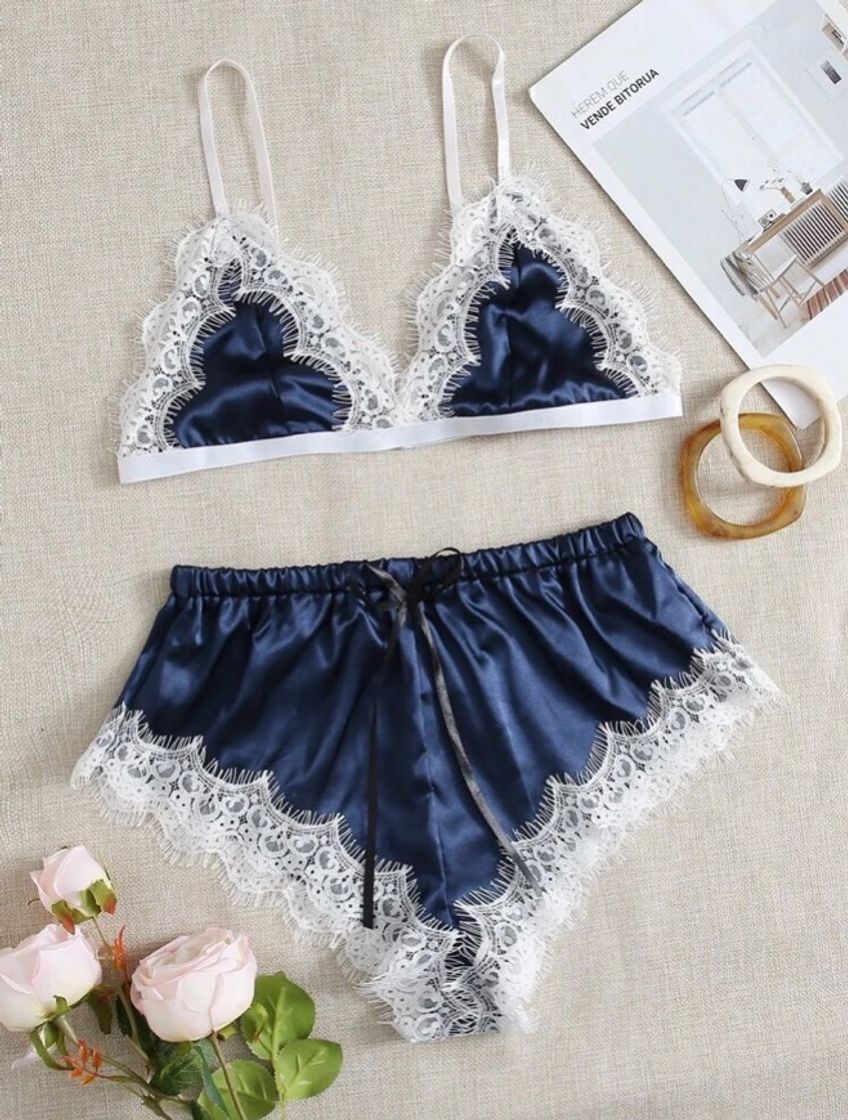 Moda Conjunto lingerie azul marinho