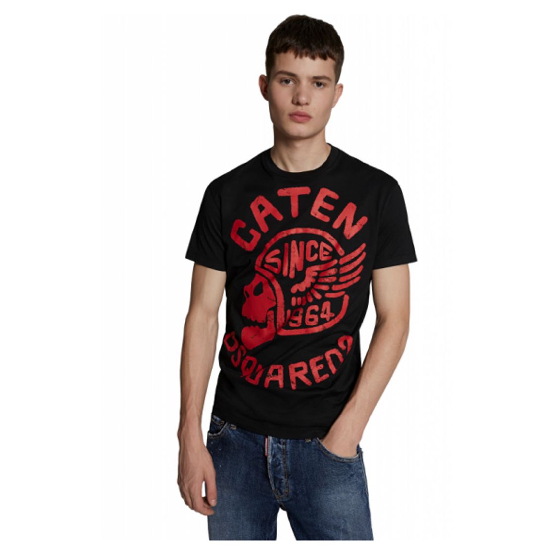 Moda DSQUARED2 Camiseta Caten Skull S74GD0637S22427 Color Negro.
