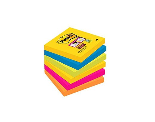 Post-it Super Sticky - Pack de 6 blocs notas de 90 hojas,