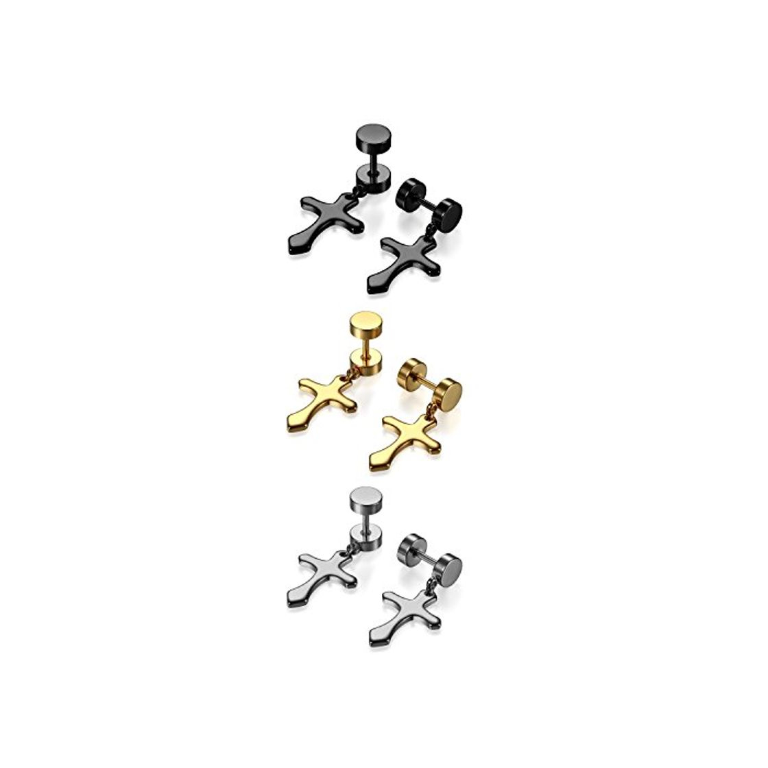 OIDEA 6PCS Pendientes Hombre Mujer Acero Inoxidable Colgante Cruz Arete Hipoalergénico Juego Joya Chulo Regalo Pareja San Valentín