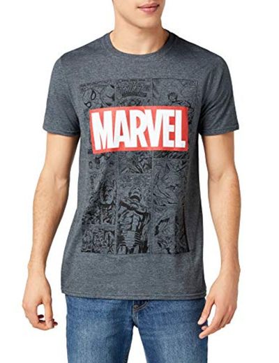 Marvel Mono Comic T-Shirt Camiseta, Gris