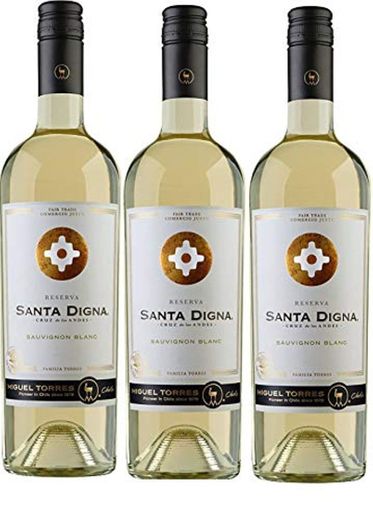 Santa Digna Sauvignon Blanc, Vino Blanco - 3 botellas de 75 cl,