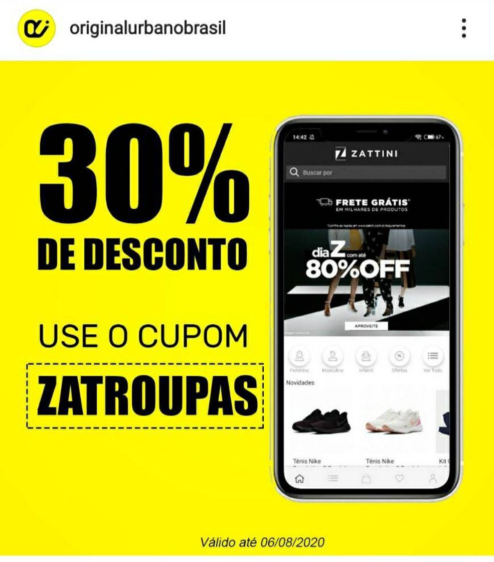 Fashion Se liga no cupom da #zattine 30% de desconto pra que usar 😜