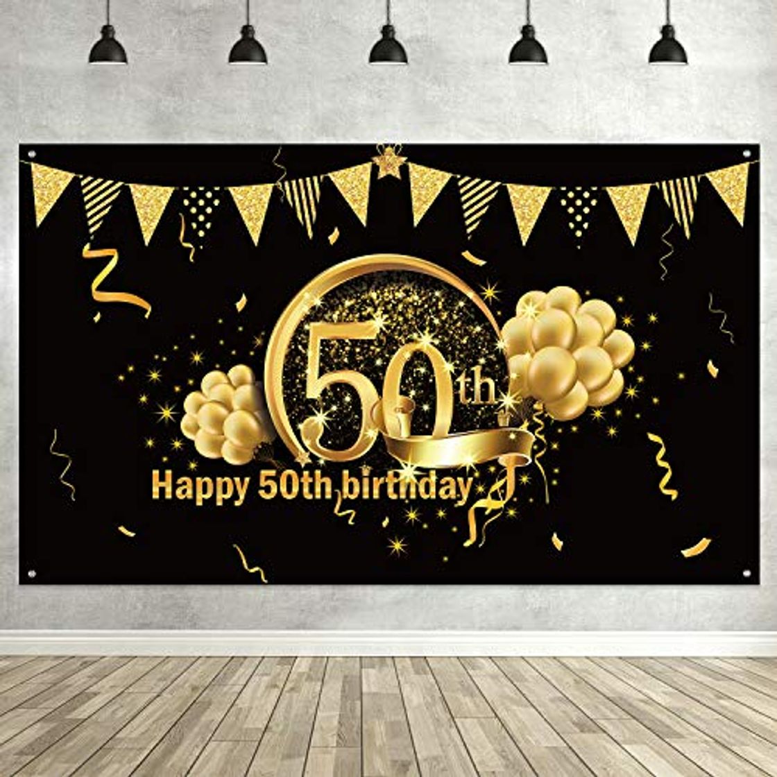 Product Decoración de Fiesta de 50 Cumpleaños, Póster de Señal de Tela Extra