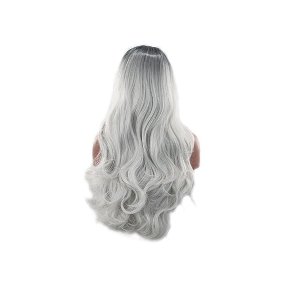 Social Frcolor Long Wave Curly Cosplay Peluca Lolita Estilo Anime Costume Pelucas Negro Ombre Gris