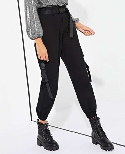 Release-Buckled Belt Cargo Joggers | SHEIN USA