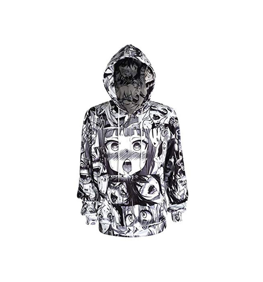 Social CoolChange Sudadera con Capucha Manga con Cremallera, rostros, Blanco/Negro, Talla