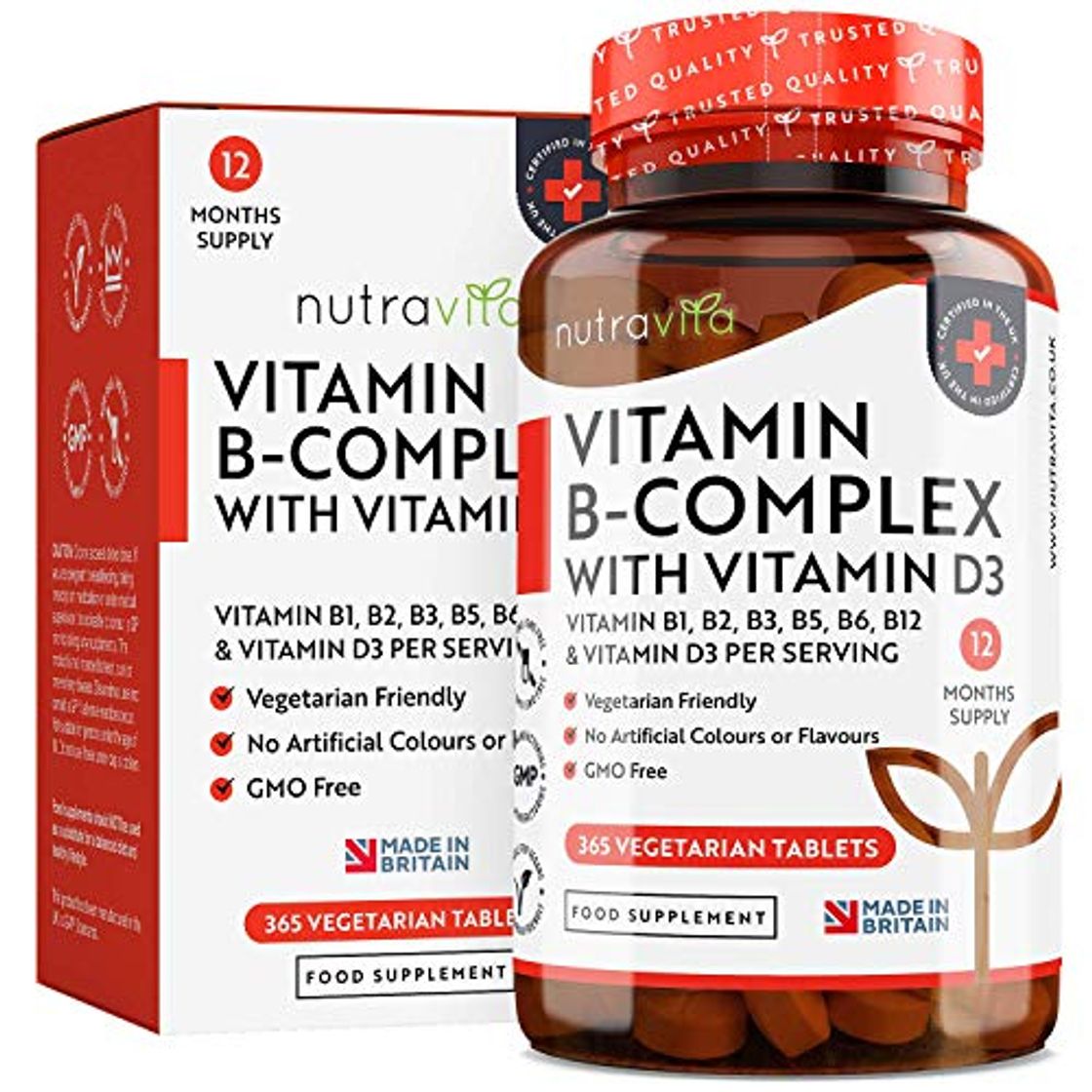 Producto Vitamina B Complex con Vitamina D - 365 Tabletas Vegetarianos