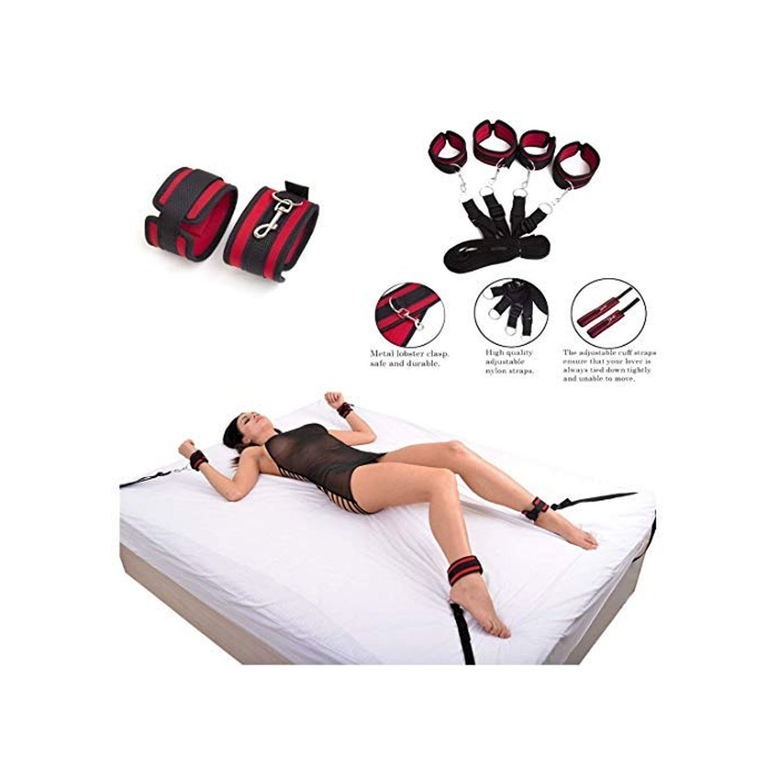Social Juegos de cama manos y tobillos encuadernación ataduras juguetes par negro paquete