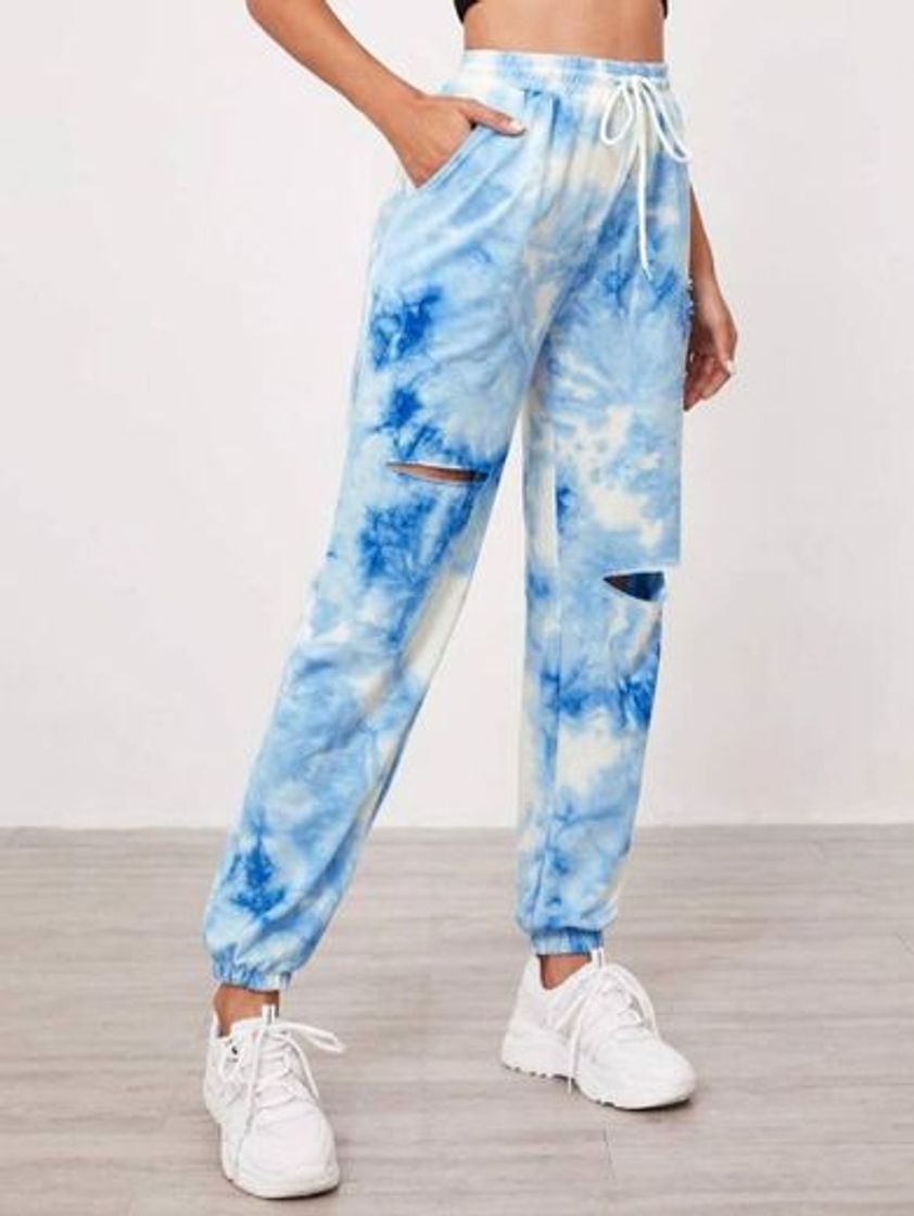 Fashion Pantalones cordón Tie- Dye casual 