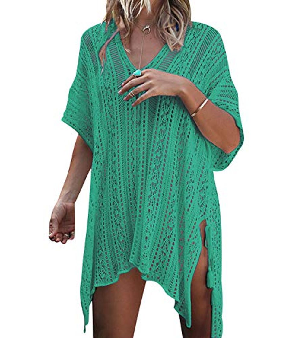 Products Vestido Ganchillo Playa Mujer Vestidos Pareos Playeros Kaftan Camisolas Caftanes Tunica Playa Piscina Ropa de Baño Vestido Playero Crochet Ropa de Playa Mujer Bikini Cover Up Playera Camisola Verde