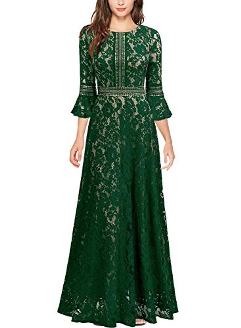 Products Miusol Vintage Encaje Slim Cóctel Vestido Largo para Mujer Verde Large