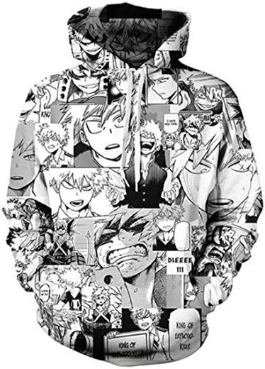 PANOZON Sudaderas Hombres Anime con Capucha Sweater Figura Bakugo Camiseta de Anime