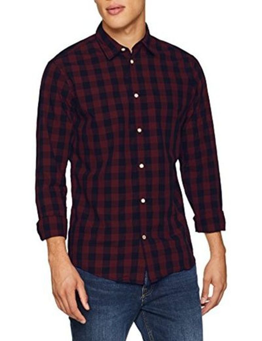 Social JACK & JONES Jjegingham Shirt L/s Camisa, Multicolor