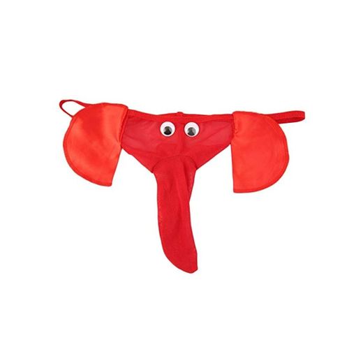 Emilyisky Tanga con Forma de Elefante Tanga de Tanga para Hombres Lencería Novedad Bolsa de pene Sexy Ropa Interior Divertida Calzoncillos de Moda Rojo