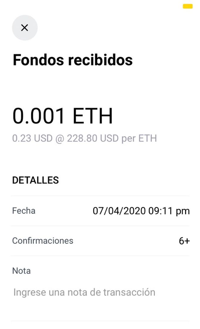 Etherium factura de pago