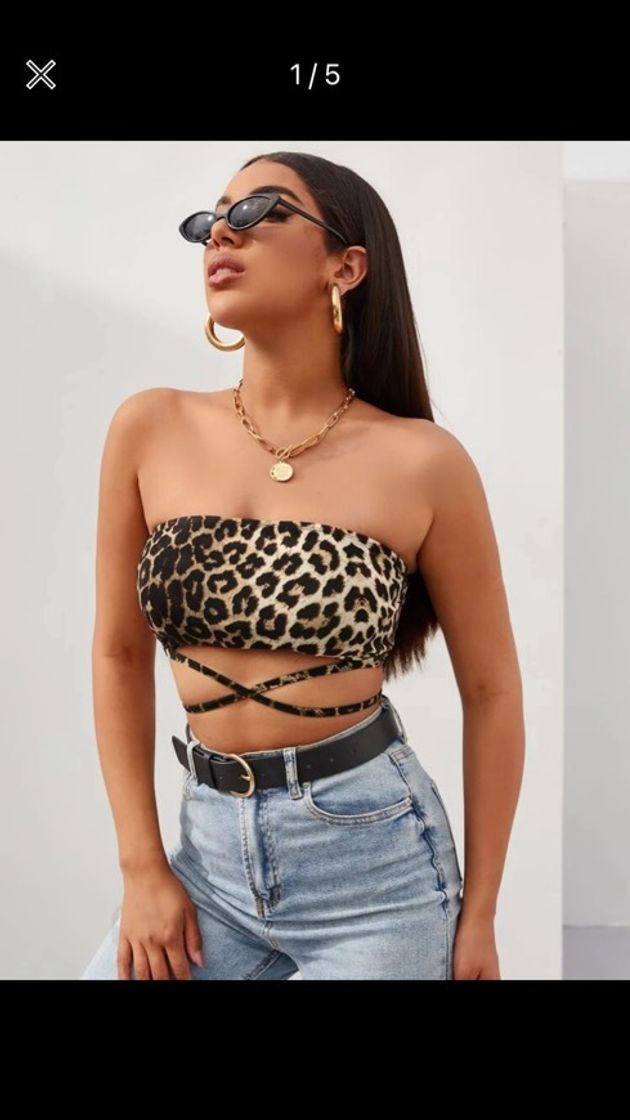 Fashion cropped oncinha 