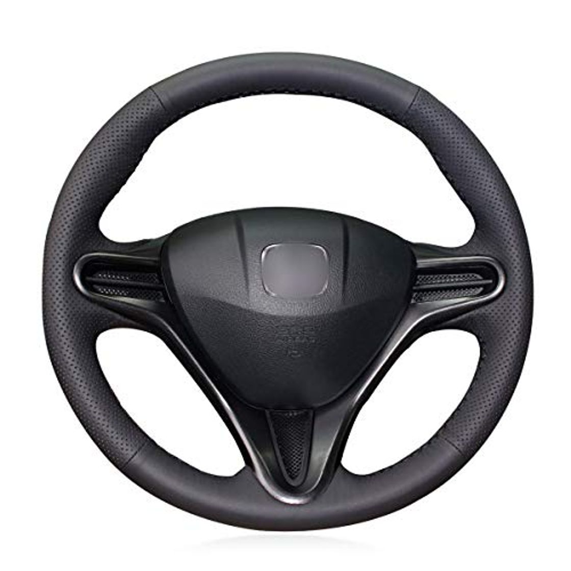 Social Shining wheat Funda para Volante de Cuero Artificial Negro Brillante para Honda