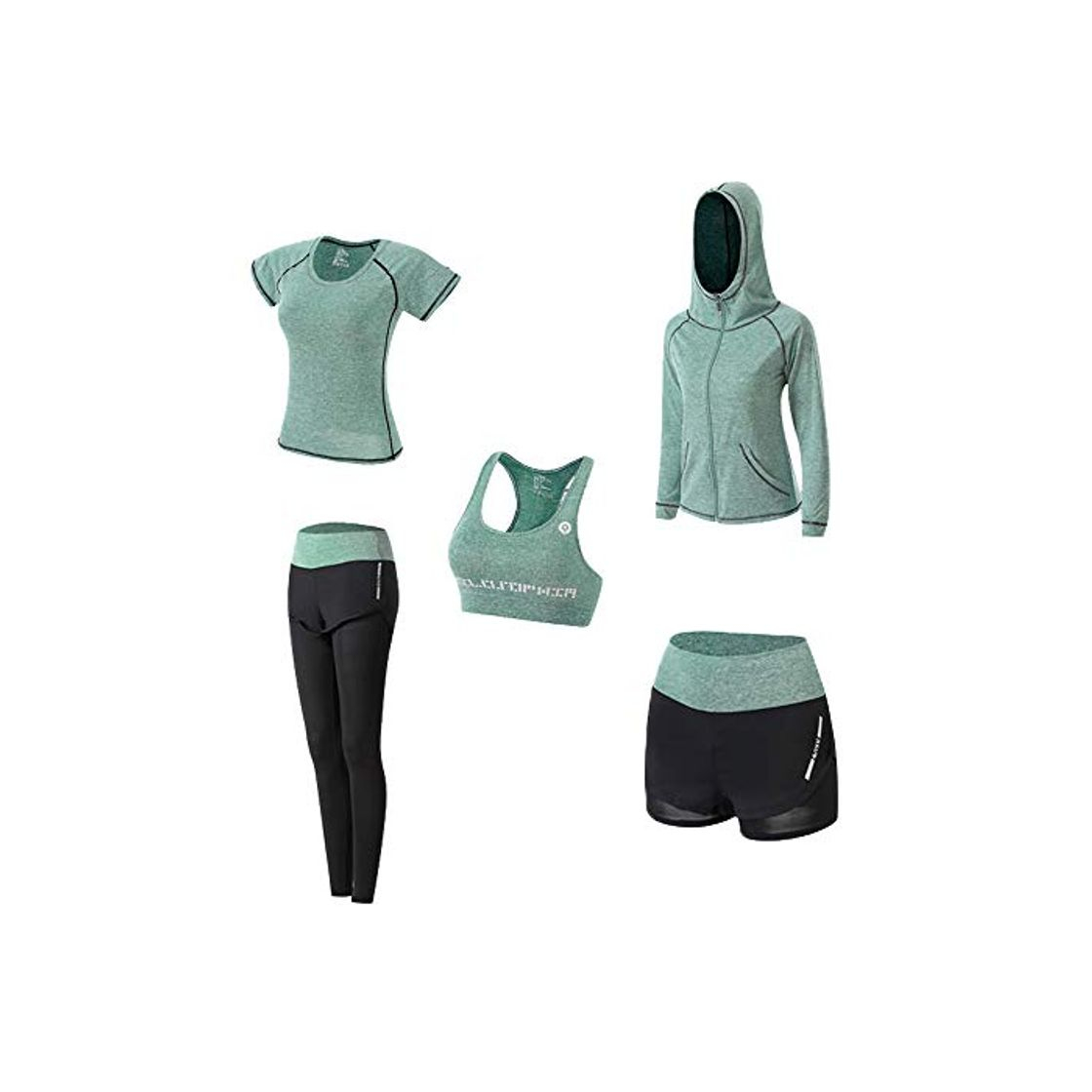 Social Ropa Deportiva Mujer, 5set Traje Camiseta para Deporte Yoga Gimnasia Sports Incluye